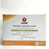 Avni Natural Cotton Sanitary Pads (8R+8L+8XL, Combo Pack of 24) with Paper Disposal Bags | Low, Medium & Heavy flow