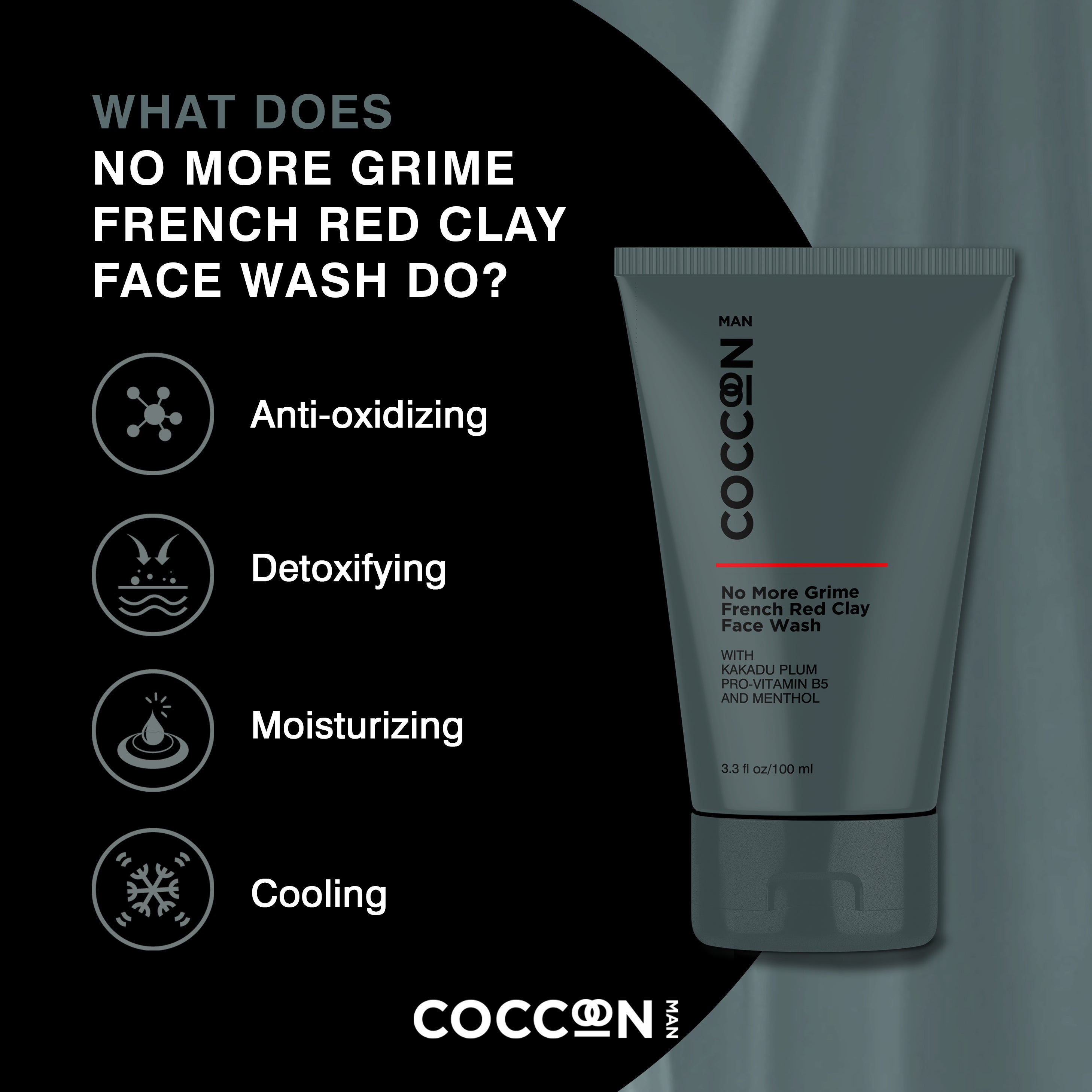 Coccoon Man No More Grime French Red Clay face Wash - Coccoon - BeKarmic