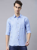 Blue Colour Slim Fit Hemp Formal Shirt