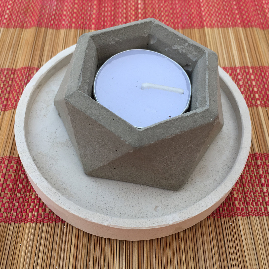 Bloom Artwork - Grey Diamond with Tray | BeKarmic | Candles | Bloom Artwork, Candles, Coasters, Gifts, Home Care, Home Gift hampers, Less than ₹500, Tea Light, Upcycled, Upcycled Gifts