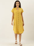Cotton Self Textured Shirt Dress - TheMerakiWorld - BeKarmic