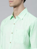 Pista Green Colour Slim Fit Hemp Formal Shirt