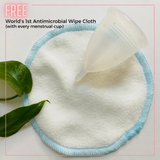 Avni Large Menstrual Cup + Free antimicrobial wipe cloth - 100% medical grade silicone cup, designed for first time users