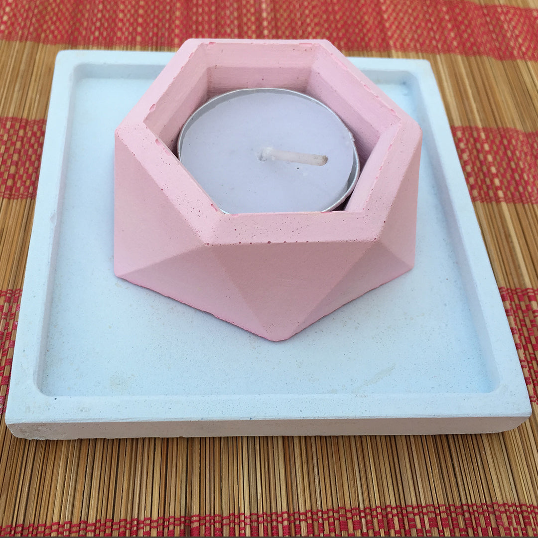 Pink Diamond Candle with Tray - Bloom Artwork - BeKarmic