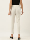 White Bubble Cotton Tapered Trouser - TheMerakiWorld - BeKarmic