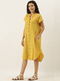 Cotton Self Textured Shirt Dress - TheMerakiWorld - BeKarmic