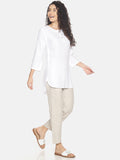 Women White Solid High Low Loungewear Top