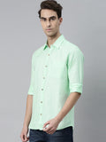 Pista Green Colour Slim Fit Hemp Formal Shirt