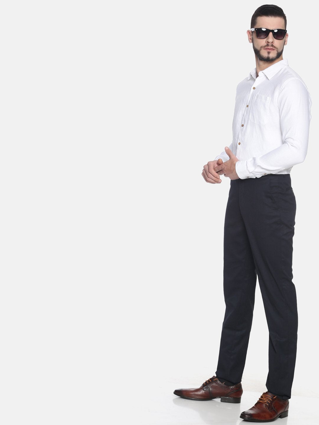 Ecentric - Herringbone White Colour Slim Fit Hemp Formal Shirt | BeKarmic | Formal Shirts | Adult, Ecentric, Fashion, Fashion & Lifestyle, Formal Shirts, L, M, Men, S, Top Wear, Topwear, XL