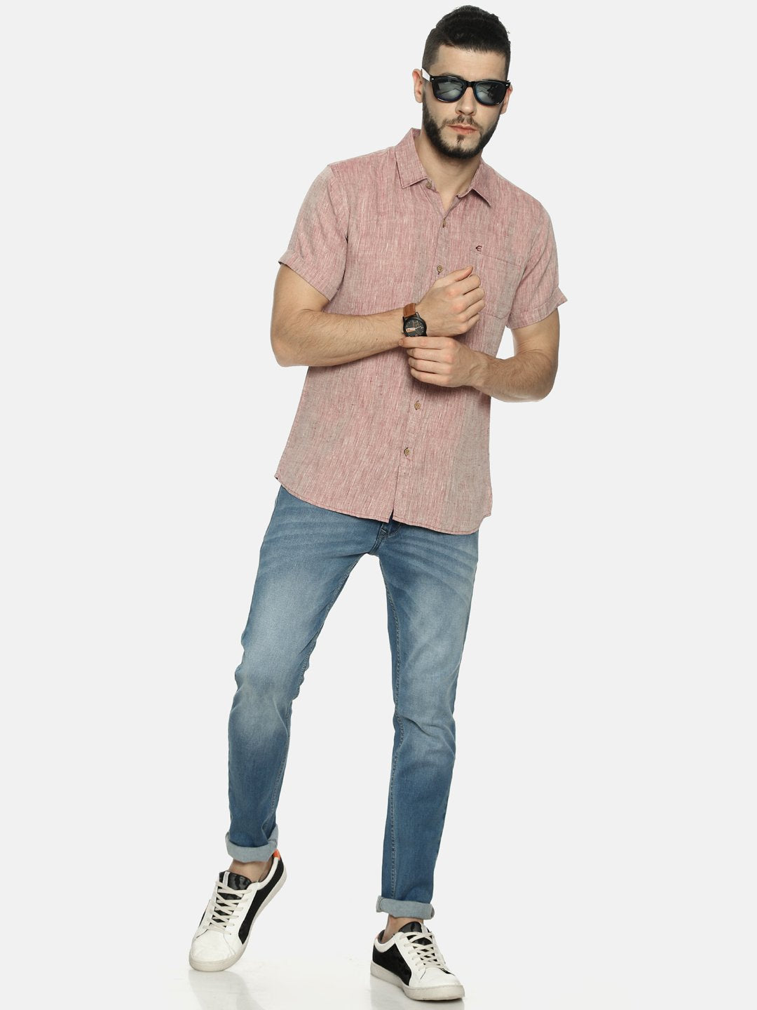 Maroon Colour Slim Fit Hemp Casual Shirt