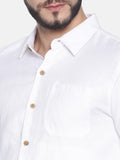 Ecentric - Herringbone White Colour Slim Fit Hemp Formal Shirt | BeKarmic | Formal Shirts | Adult, Ecentric, Fashion, Fashion & Lifestyle, Formal Shirts, L, M, Men, S, Top Wear, Topwear, XL