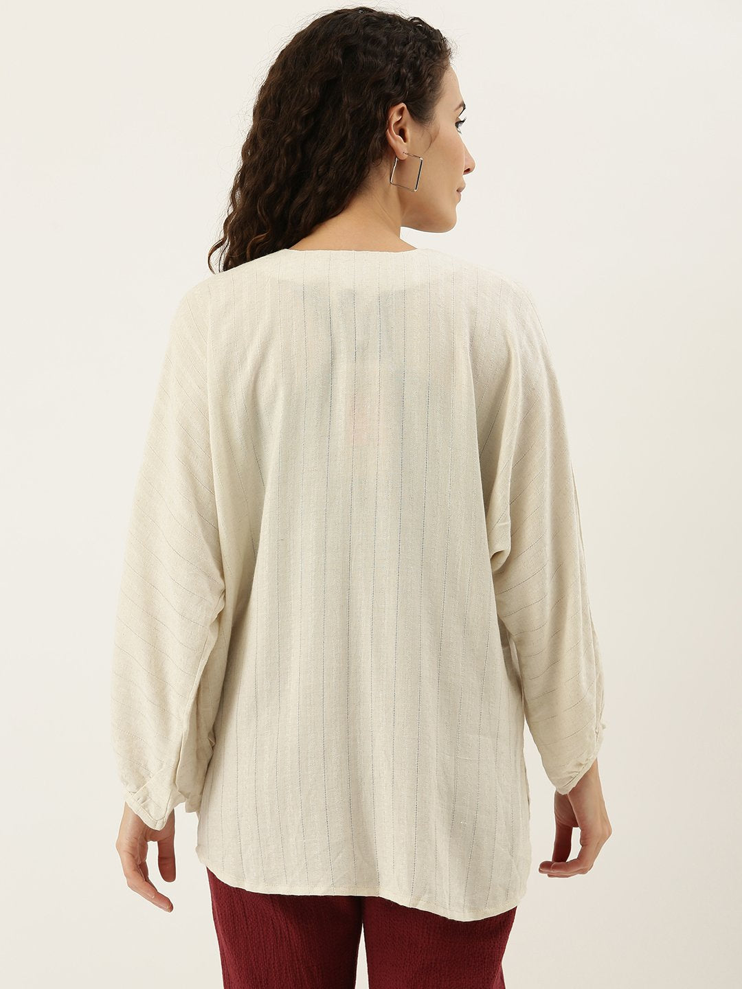 TheMerakiWorld - Linen Self Textured Kimono Top | BeKarmic | Top | Clothing, Clothing_Tops & Tees, Fashion, FLUID LINEN, L, M, New Arrival, Our Fits_Standard Size, S, Silhouettes we love_Kimo