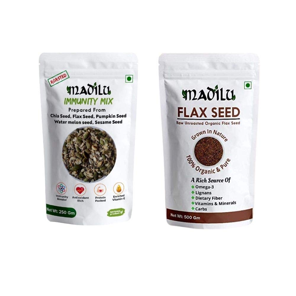 Madilu - Immunity Mix &  Raw Flax Seed Combo Pack | BeKarmic | seeds | Bakery & Snacks, Food, Gourmet Foods, Immunity Boosting, Madilu, Seeds, Seeds & Mixes