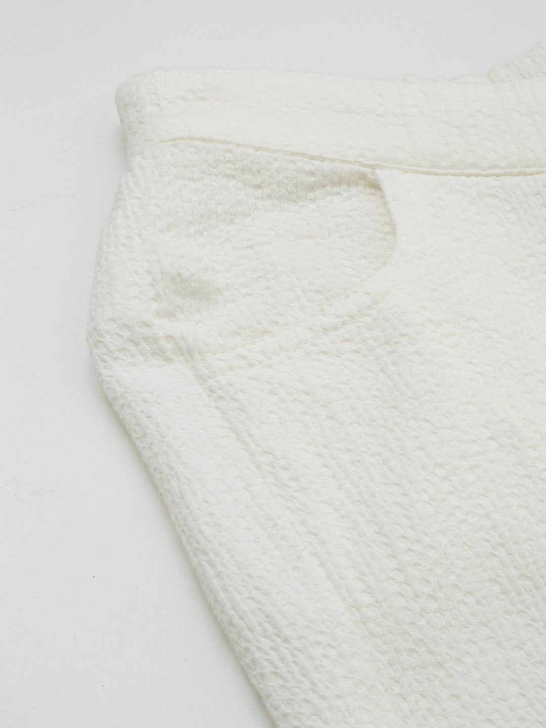 White Bubble Cotton Tapered Trouser - TheMerakiWorld - BeKarmic