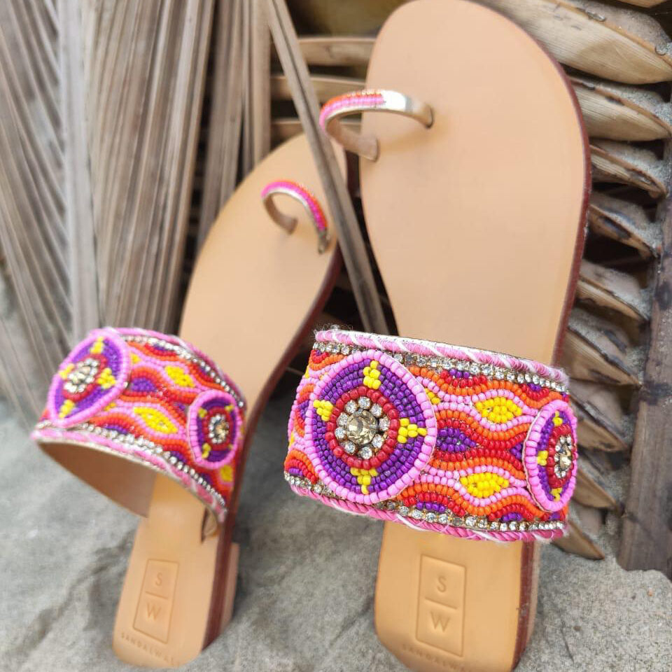 Ava Pink Flat Sandals - Sandalwali - BeKarmic