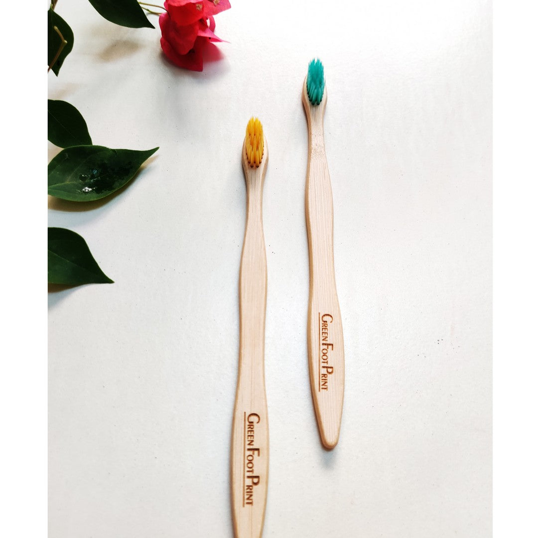 Bamboo Toothbrush & Bamboo Tongue Cleaner- Combo Pack of 2 each