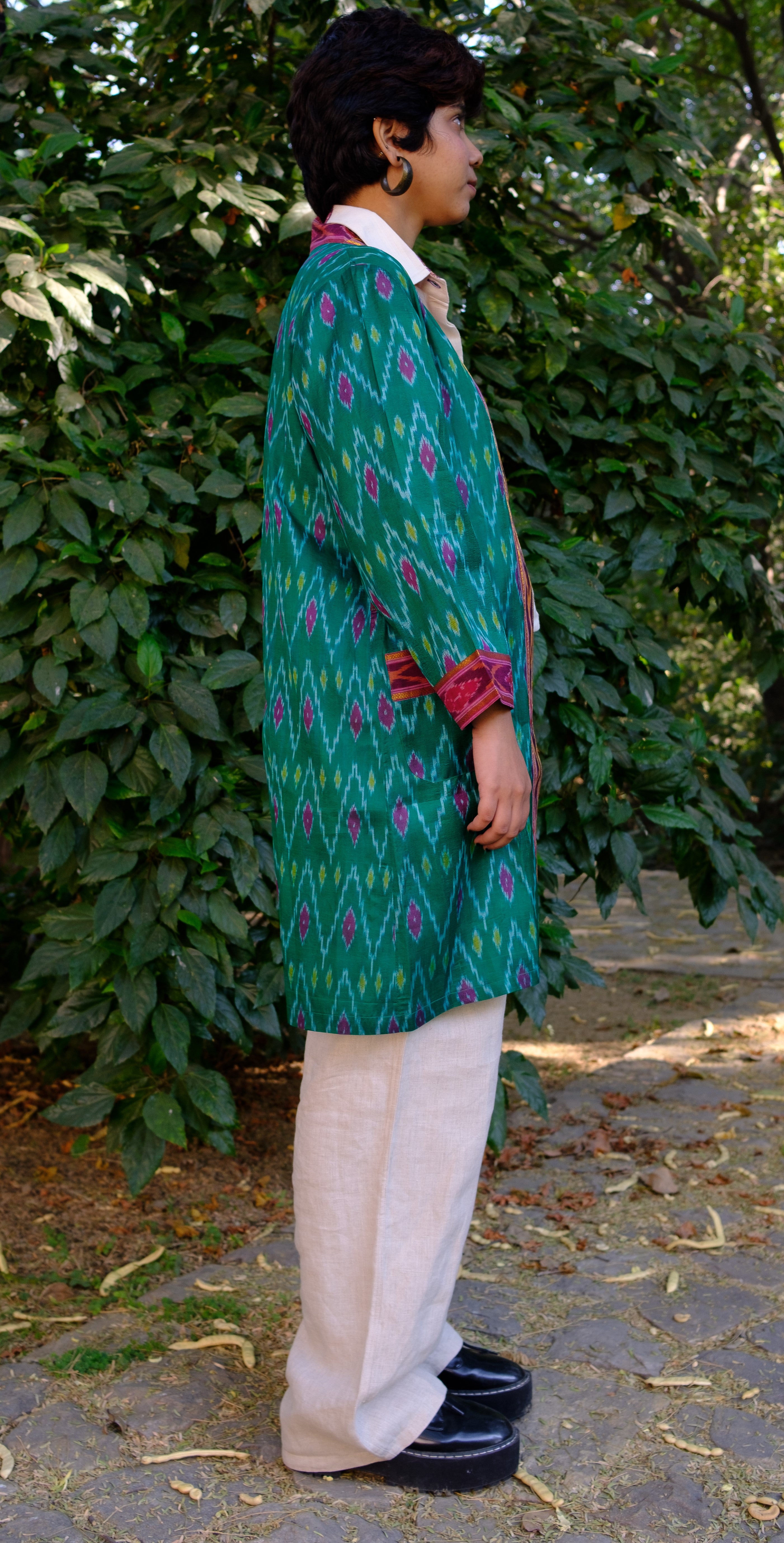 WeAreLabeless - Ikat Green Kimono | BeKarmic | Kimono | Dress, Fashion, Topwear, WeAreLabeless, Women, ₹5000 - ₹10000
