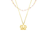 Double vision Lotus silver 925 gold plated/rose quartz necklace - Karma Koncept Lifestyle - BeKarmic