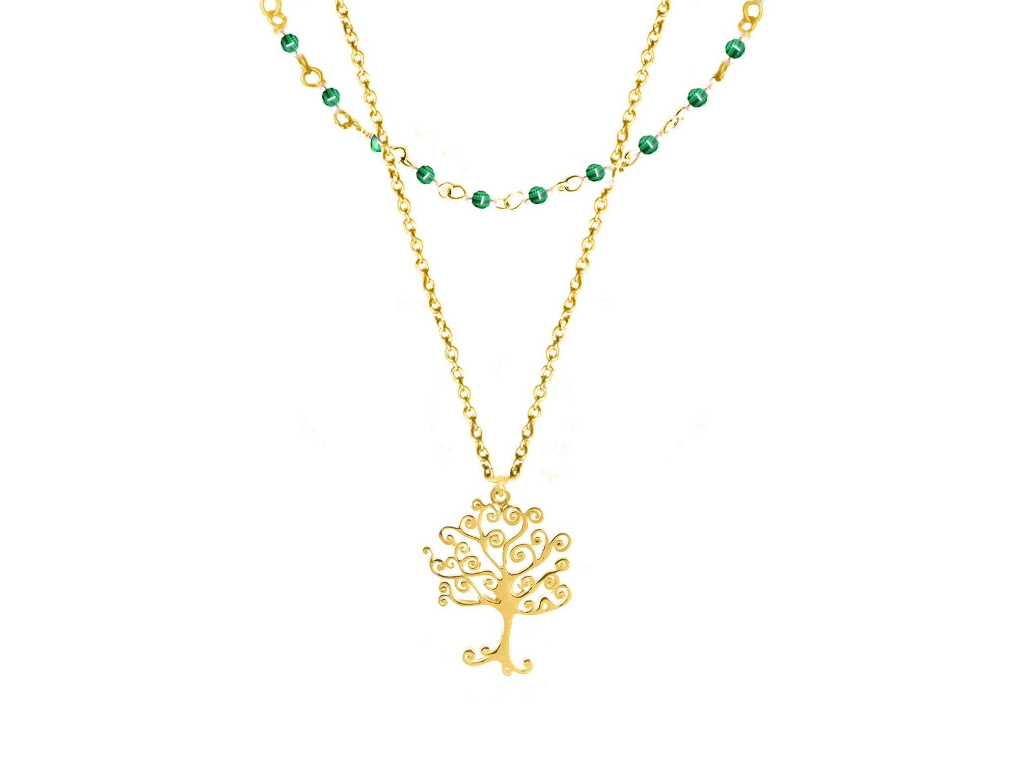 Double vision Little tree of life silver 925 gold plated/malachite necklace - Karma Koncept Lifestyle - BeKarmic