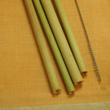Bamboo Natural Straws (pack of 4) with stainless Stell cleaner - Bamboo India - BeKarmic