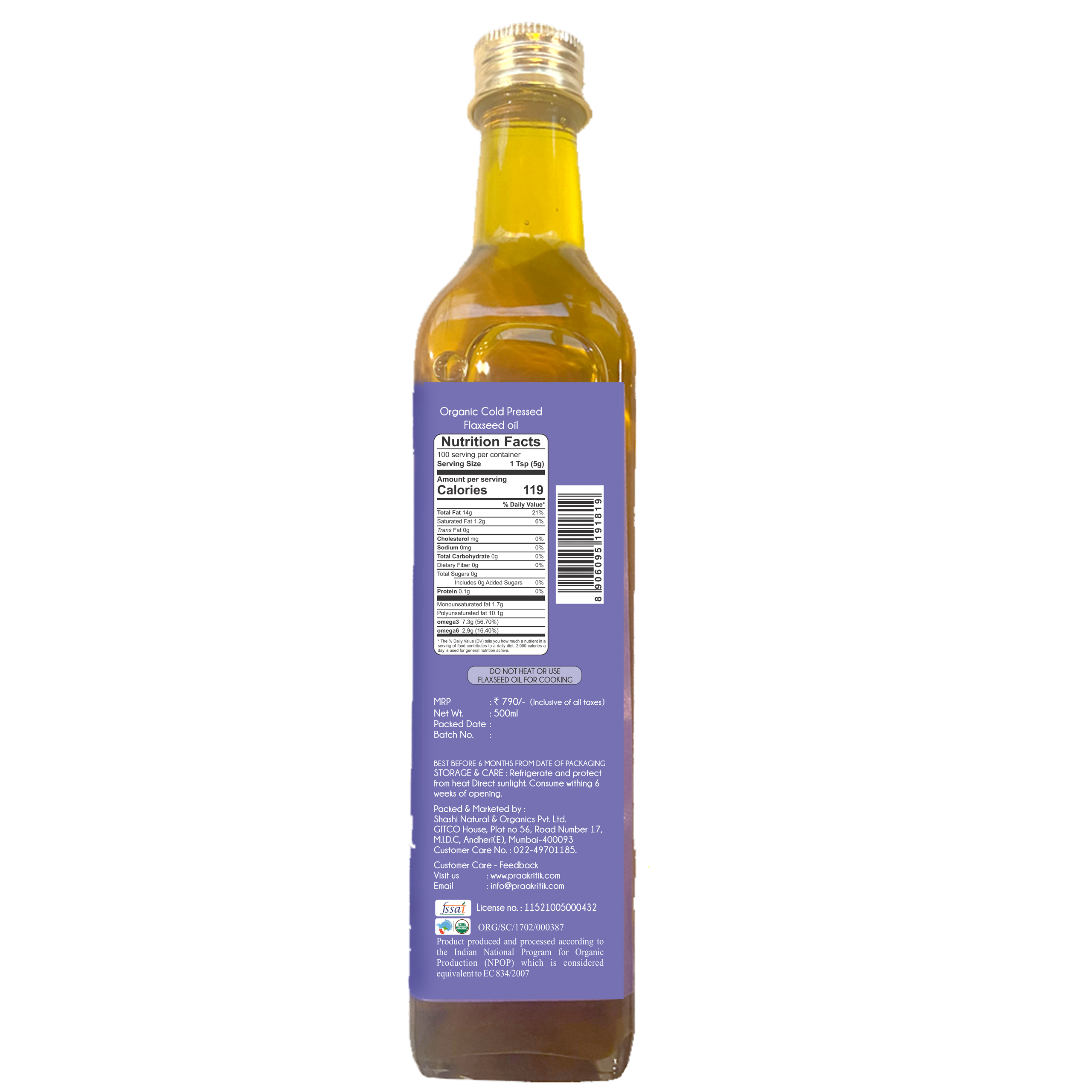Cold Pressed Flaxseed Oil - Health Supplement Oil