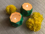 Green Forest & Gold Tea light Candle Holder (Set of 2)