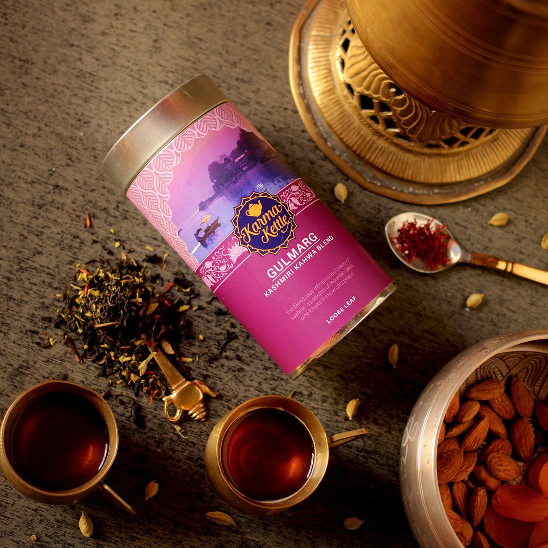 Karma Kettle Teas - Gulmarg | BeKarmic | Tea | Beverage, Drink, Immunity Boosting Drink, Karma Kettle Teas, Kashmiri green tea, Kashmiri Kahwa, Less than ₹500, Saffron Green Tea, Tea, Tea l