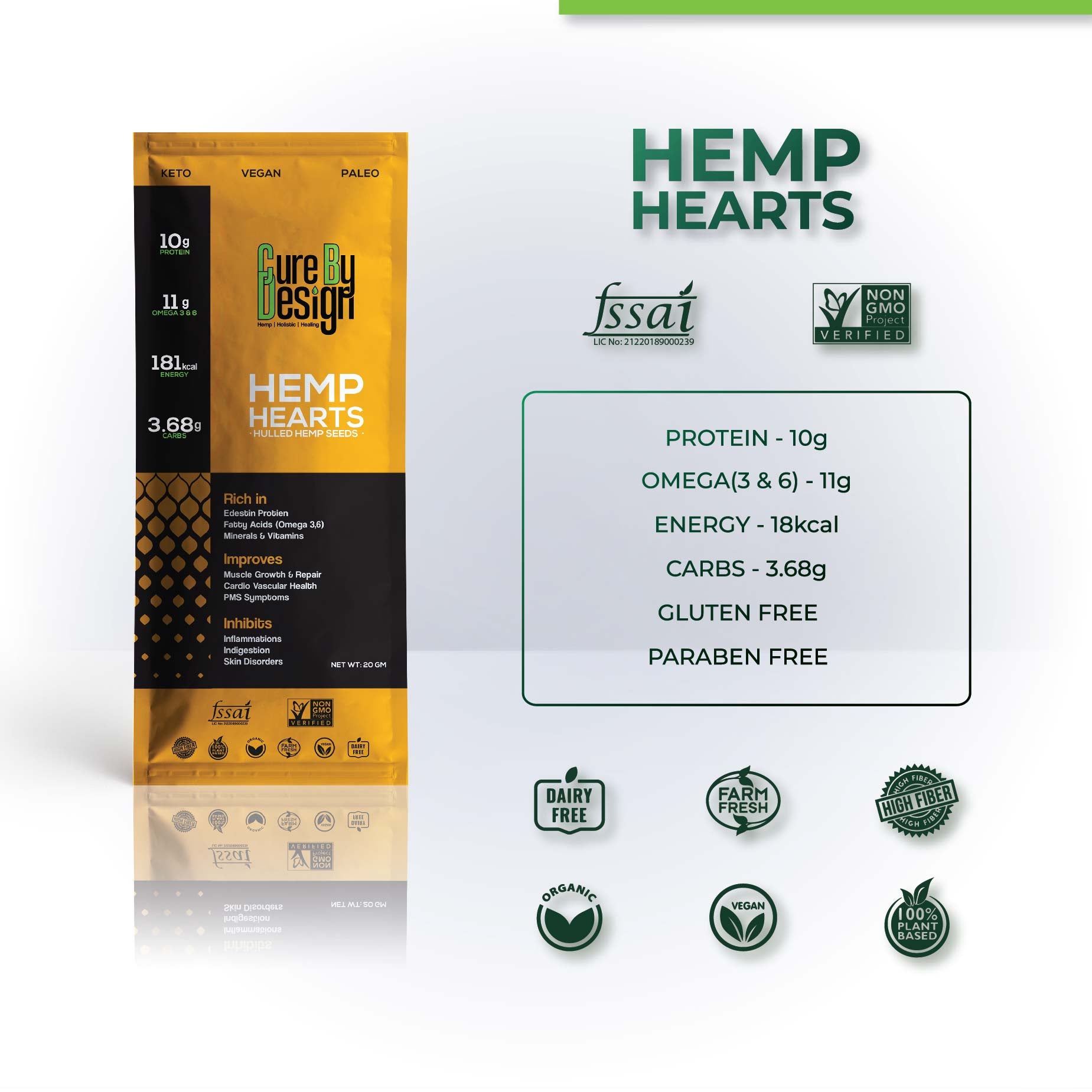 Hemp Hearts - Hulled Hemp Seeds - 20G