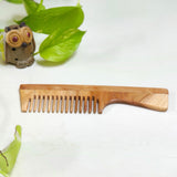 Neem Wood Combs, Fine teeth with handle comb & Dual teeth comb -set of 2 - Green foot print - BeKarmic