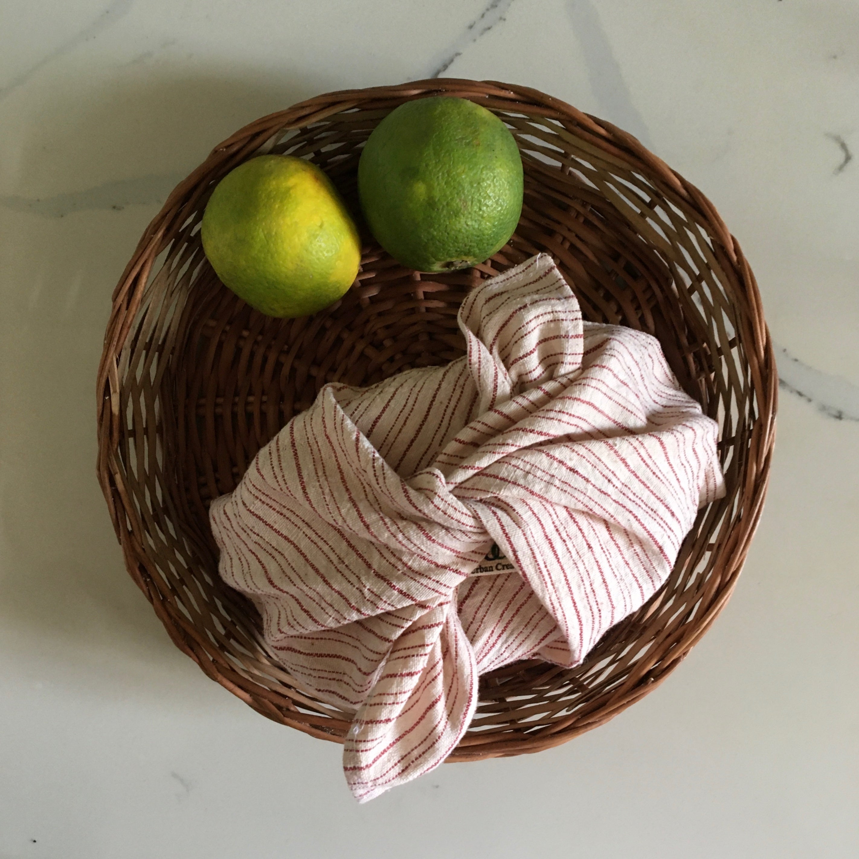 Tanuka- Organic Cotton Bento Bags in Indigenous 'Kala Cotton' - Set of 2 - Small -8" x 8" x 1.5 ", Red Stripes - Urban Creative - BeKarmic