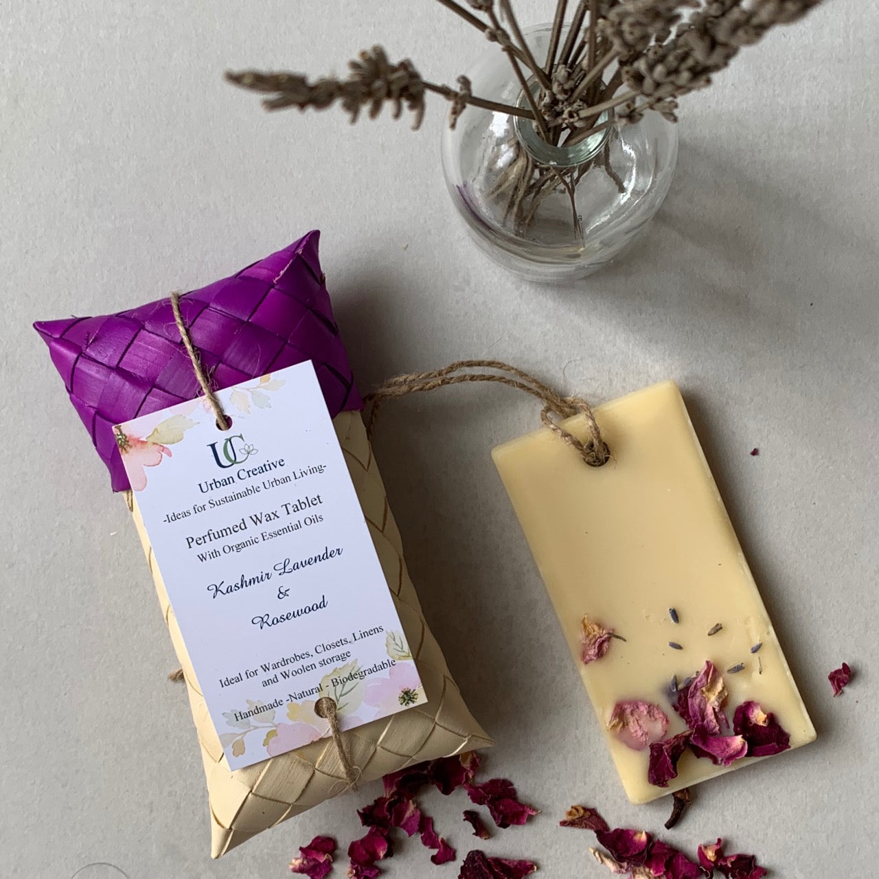 Natural Scented Wax Tablet - Kashmir Lavender & Rosewood Organic Essential Oils Infused In Beeswax - Single Scented Wax Tablet - Urban Creative - BeKarmic