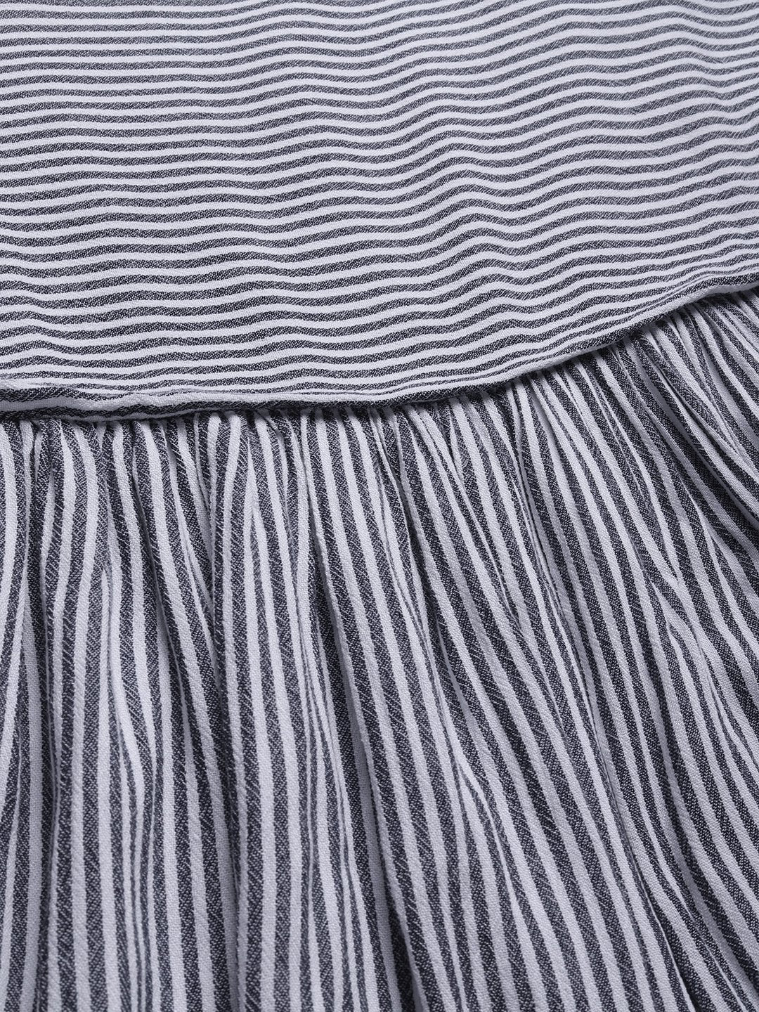 Boat Neck Stripe Gathered Dress - TheMerakiWorld - BeKarmic