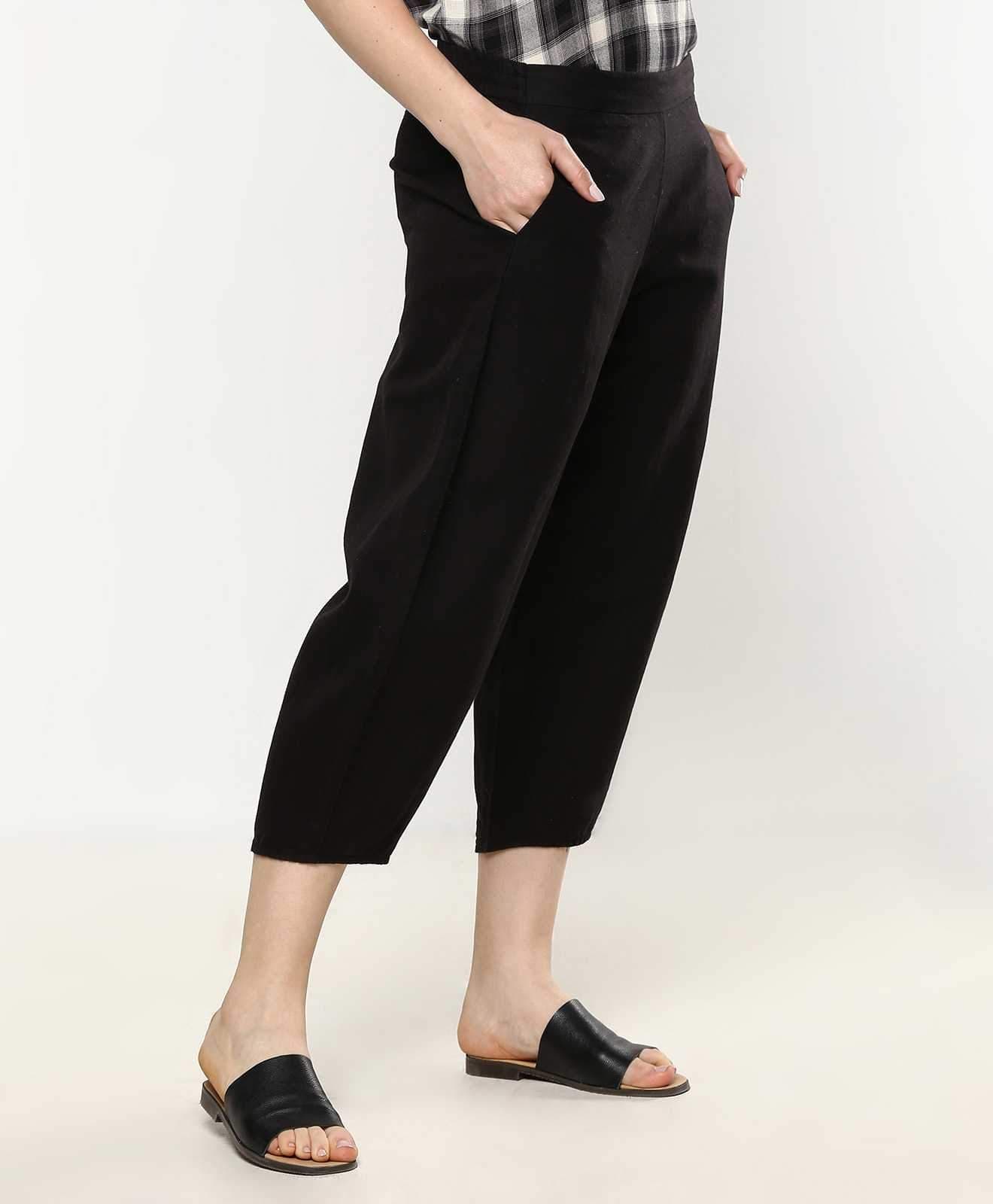 TheMerakiWorld - Linen Cocoon Crop Pants - Black | BeKarmic | Pants | #linen-cocoon-crop-pants-black, #linen-cocoon-crop-pants-natural, 2001-3000 INR, Black, Bottomwear, Clothing, Clothing_Tr