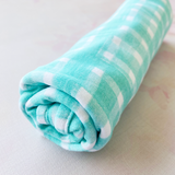 Organic Cotton Swaddle Blankie Pack of 2 (Mint Squares, Vroom)