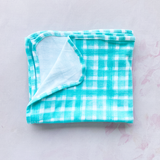 Organic Cotton Swaddle Blankie Pack of 2 (Mint Squares, Vroom)