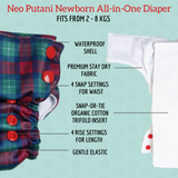 Bumpadum Neo Putani Waterproof Reusable All-in-One Newborn Diaper - Paris - Bumpadum - BeKarmic