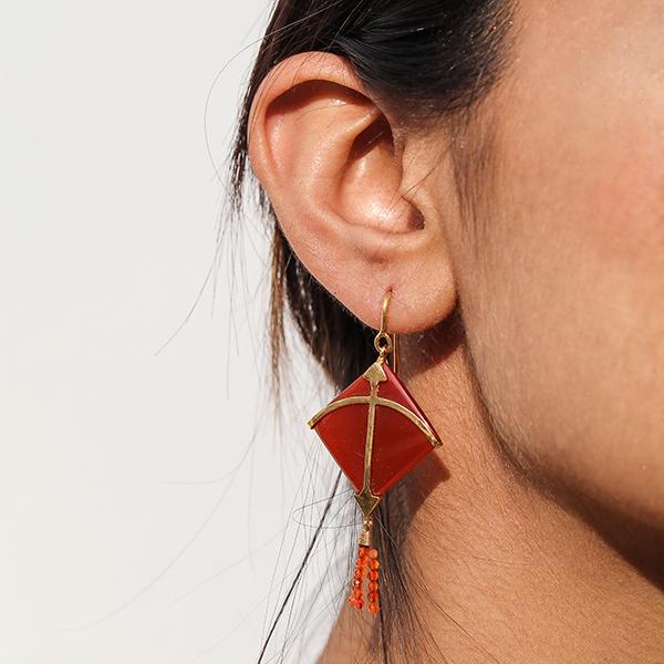 PATANG Carnelian Tassel Earrings - Baka Jewelry - BeKarmic