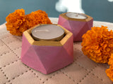 Taffy Pink & Gold Tea light Candle Holder (Set of 2)