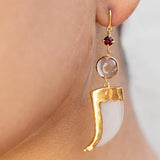 AVANI Gold Faux Tiger Claw Red Lens Earrings - Baka Jewelry - BeKarmic
