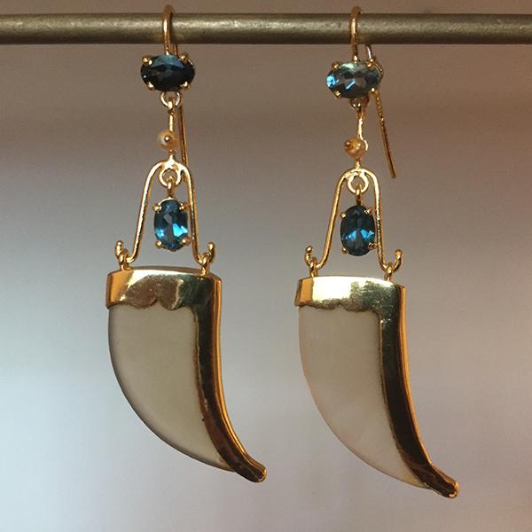 AVANI Gold Faux Tiger Claw Blue Imperial Earrings - Baka Jewelry - BeKarmic